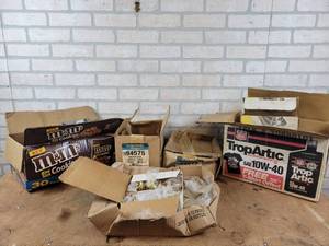 Solid Brass Drawer Pulls, NOS Heater Cores, Boxes of Nails and Box of Electrical Supplies