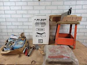 Roll of 6mil Plastic Sheeting, Tool Stool, Miter Box & Saw, Hardware and More - NO SHIPPING
