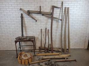 Huge Lot of Primatives - Eveners, Pulleys, Large Saw, Cast Iron Pump Jack Handles and More - NO SHIPPING