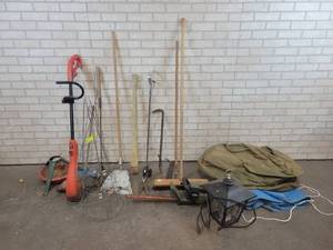 Electric Weed Trimmer, Electric Hedge Clipper, Tomato Cages, Brooms, Canvas Tarp, Canvas Bags, Bug Zapper and More - NO SHIPPING