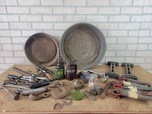 John Deere Oil Can, Galvanized Oil Pans, Modern and Antique Tools - NO SHIPPING