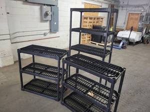 lot 660 image: Large Lot of CONTICO Poly Shelving Sections - (2) 36 x 18 x 37 Tall, 36 x 18 x 70 - All Interchange - NO SHIPPING