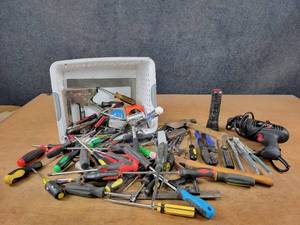 lot 709 image: Huge Lot of Hand Tools - Screwdrivers, Hammers, Hatchet, Tape Measures and More