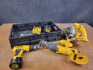 lot 712 image: DeWalt Cordless Tools - Tested and Works, Includes Collapsible Crate