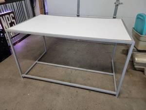 lot 809 image: Metal Shop Table w Particle Board Top - Approx. 60 x 36 x 33-12 - NO SHIPPING