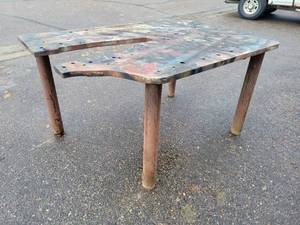 lot 635 image: Heavy Duty 1-14 Thick Welding Table - Approx. 62 x 44 x 33-12 Tall - NO SHIPPING