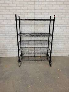 lot 664 image: NSF Rolling Wire Shelf  Rack - 36 x 16 x 53 - NO SHIPPING