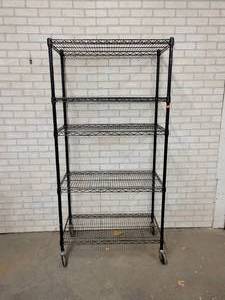 lot 666 image: Rolling Wire Shelf  Rack - 36 x 18 x 73 - NO SHIPPING