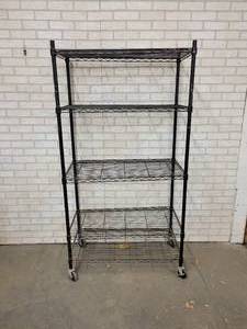 lot 669 image: Rolling Wire Shelf  Rack - 36 x 18 x 69 - NO SHIPPING