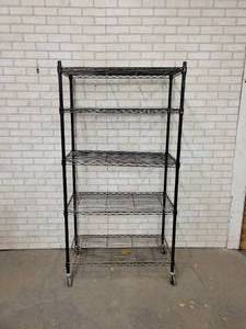 lot 667 image: Rolling Wire Shelf  Rack - 36 x 18 x 69 - NO SHIPPING
