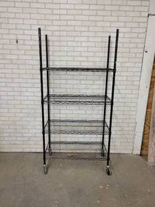 lot 671 image: Rolling Wire Shelf  Rack - 36 x 18 x 73 - NO SHIPPING