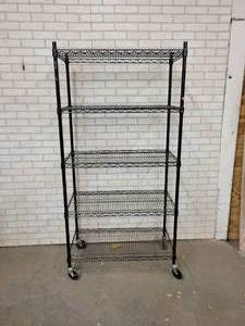lot 670 image: Rolling Wire Shelf  Rack - 36 x 18 x 73 - NO SHIPPING