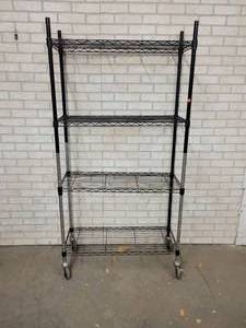 lot 668 image: Rolling Wire Shelf  Rack - 36 x 14 x 71 - NO SHIPPING