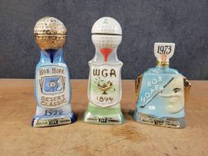 lot 1072 image: (3) Vintage Liquor Decanters - Jim Beam BOB HOPE Golf Themed Decanters - NO SHIPPING