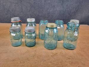 lot 1096 image: (9) Antique Ball Mason Jars - NO SHIPPING