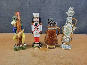 lot 1100 image: (4) Vintage Liquor Decanters - Golf Theme and More - NO SHIPPING