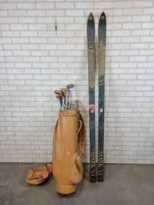 lot 1118 image: Vintage Golf Clubs, Golf Bag and Skis - NO SHIPPING