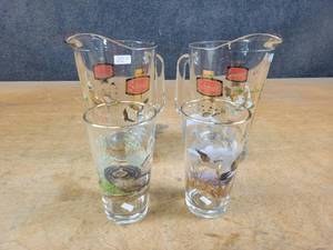 lot 1131 image: (2) Schmidt Beer Wildlife Series Pitchers and (2) Budweiser Wildlife Glasses - NO SHIPPING