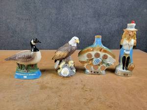 lot 1137 image: (3) Vintage Liquor Decanters - Bald Eagle, Canadian Goose and More - NO SHIPPING