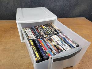 lot 1201 image: Large Lot of DVDs in Plastic Drawer