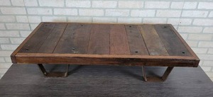 lot 1040 image: Handmade Reclaimed Wood & Metal Platform - NO SHIPPING