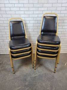 lot 1052 image: Lot of (7) Stackable Vinyl Chairs by Falcon Products - NO SHIPPING