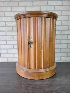 lot 1179 image: Small Round Side Table with Door - NO SHIPPING