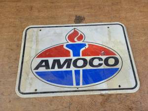 lot 1208 image: Vintage AMOCO Highway Sign - 18 x 12