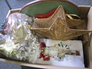 box of christmas decorations ...