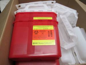 lot 225 image: 9- 5.4 qt BD Sharps Collector Retai...