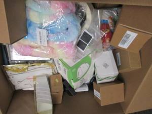 lot 355 image: Box of Assorted Small Overstock Ite...