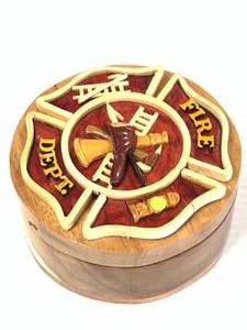 Custom Wood Locking Box Fire Dept. 4 � Inch Wide