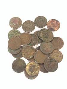 Lot of 25 Indian Head Pennies (rough shape)