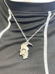 Half Metal Skull Necklace