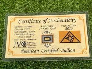 24kt Gold 1 Grain Bar