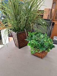 lot 389 image: Lot of (2) Faux Potted Plants