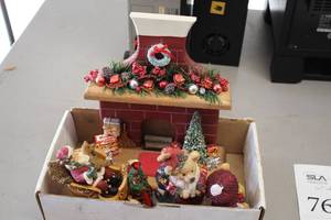 lot 766 image: Lot of (4) Christmas Statues with Fireplace Dcor