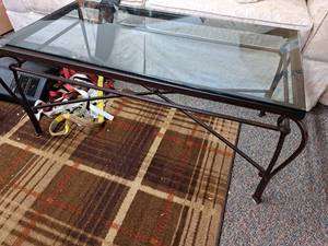 lot 329 image: Glass-TopMetal Coffee Table