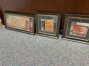lot 360C image: Lot of (3) Framed Wall Dcor