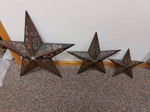 lot 360A image: Lot of (3) Star Metal Wall Decor