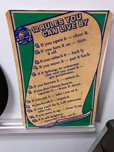lot 299 image: 12 Rules Plastic Sign
