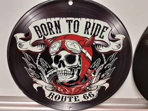 lot 297 image: Born to Ride Route 66 Metal Sign