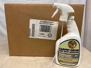 lot 126 image: 1 Case NEW (12 - 32oz bottles)&nbspStainmaster&nbspCarpet & Upholstery Odor & Spot Remover For Odor Prevention & Pet Stains - Also Works Great For Removal Of Dirt, Grass, Blood & Most FoodBeverage Spills