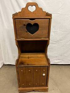 lot 100 image: Darling Vintage Wood Vegetable Pantry Cabinet Country Farmhouse Pie Safe Cupboard- Great Condition