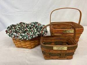 lot 108 image: Lot Of 3 Vintage Longaberger Baskets - See Pics