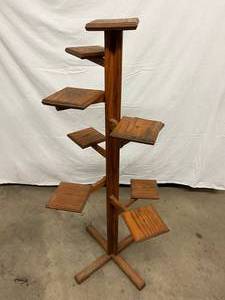 lot 98 image: Vintage Hand-Crafted Multi-tiered Wood Plant Stand - Great Condition