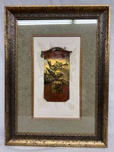 lot 73 image: Giclee Print Signed Mixed Media Artwork Garden Songbird Series By Artists Christina Smith & David Curles In An Italian Made Frame - See Details About This Art Piece Printed On The Back - Like New Condition