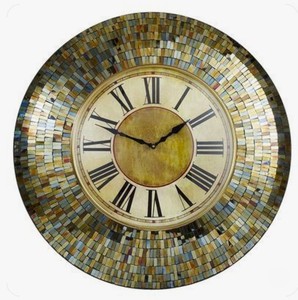 lot 5 image: MATCHES LOT 4 -&nbspGORGEOUS MOSAIQUE AMBRE EARTHTONE MIRRORED&nbspMOSAIC TILE LARGE 24 DECORATIVE WALL CLOCK - EXCELLENT CONDITION WITH ORIGINAL TAGS