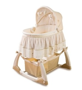 lot 80 image: Natures Purest Organic Hug Me Soothing Comfort Mobile Baby Bassinet - Has Music Etc - Like New Condition