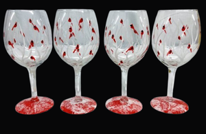 lot 70 image: Oh I so love these  Creatively Alluring Art Glass Cardinal Wine Glasses - These Are Not Painted...All The Designs Are Part OF The Glasswork 